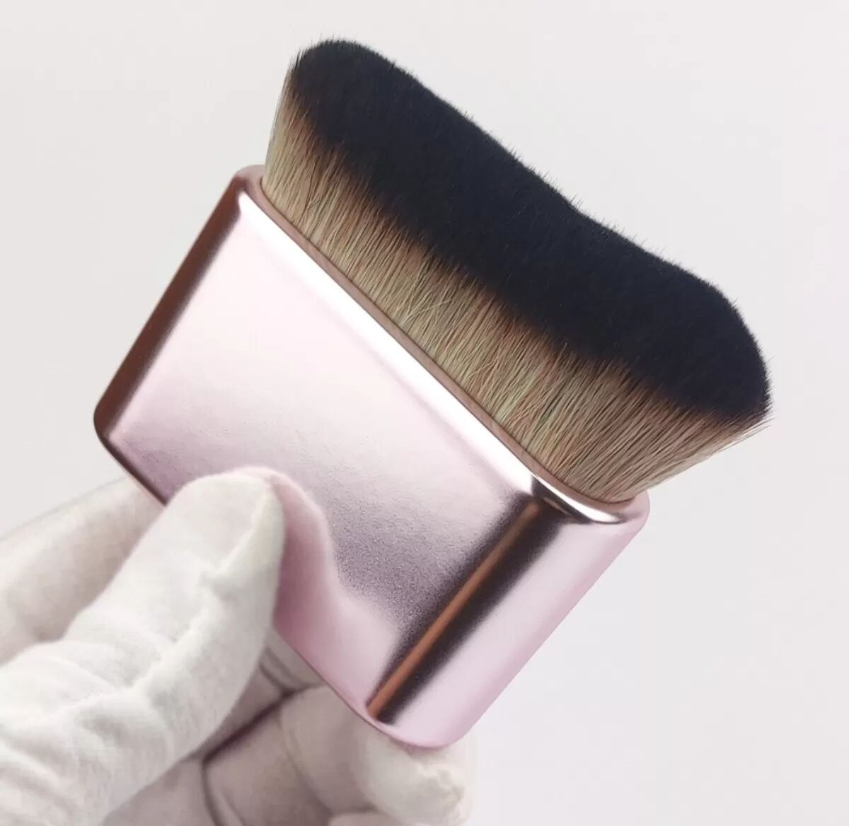 INF Professional Flat Top Contour Brush with Electroplated Handle and Synthetic Nylon Bristles for Face Sculpting and Blending Rose