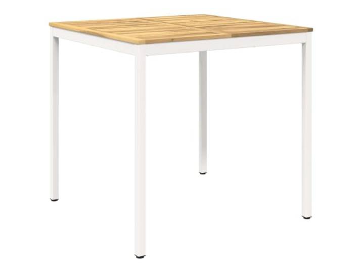 PHGTYUK Gartenbar-Tisch Weiß 110 x 108,5 x 105 cm Massivholz Akazie Massivholz Akazie, Stahlbeine, Bartisch und Esstisch, natürliche Holzmaserung, feuchtes Tuch reinigen