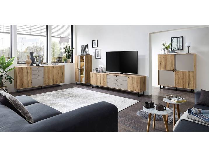 TV-Lowboard Spanplatte, foliert Braun 228cm