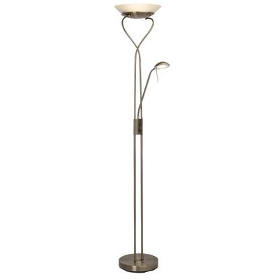 BRILLIANT LED Deckenfluter "Ollie", grau (messingfarben), 2, Ø 32cm H: 180cm, Leuchten, Lesearm, H 180cm, dimmbar, 2500lm, warmweiß, antik messingfarben, LED Deckenfluter