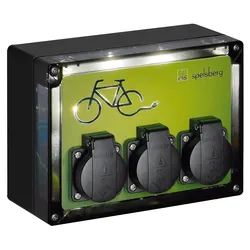 Spelsberg 20013401 E-Bike Ladestation, schwarz, Schutzart IP44, Schlagfestigkeit IK08, Schutzklasse II, Bemessungsisolationsspannung 400V AC