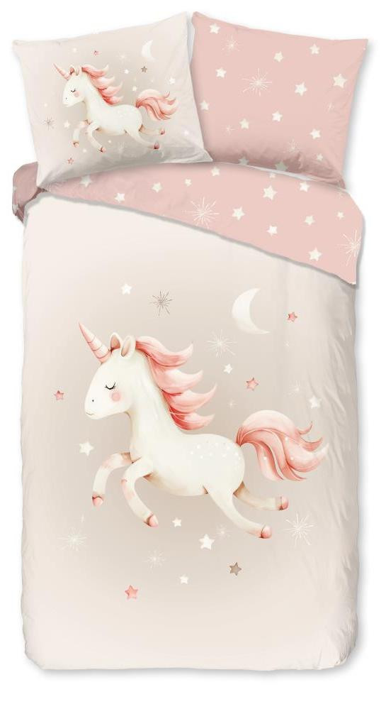 Muller Textil Kinderdekbedovertrek Rosa - Roze - 140 x 200 cm