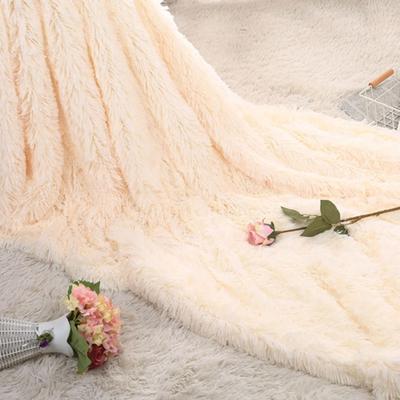 Uplift Picks Luxury Faux Fur Throw Blanket Soft Shaggy Bed And Sofa Blanket beige