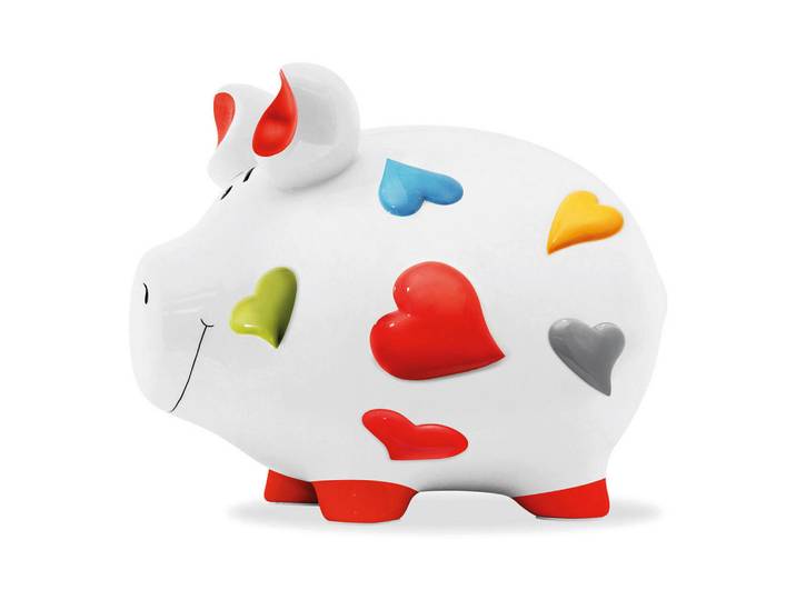 Spardose, Mehrfarbig, Keramik, Schwein, 35x25x25 cm, Dekoration, Geschenkartikel
