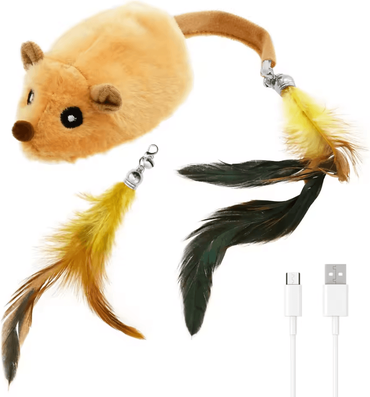 Inspire Curations SmartChase Rechargeable Interactive Mouse Cat Toy yellow No Telecontro