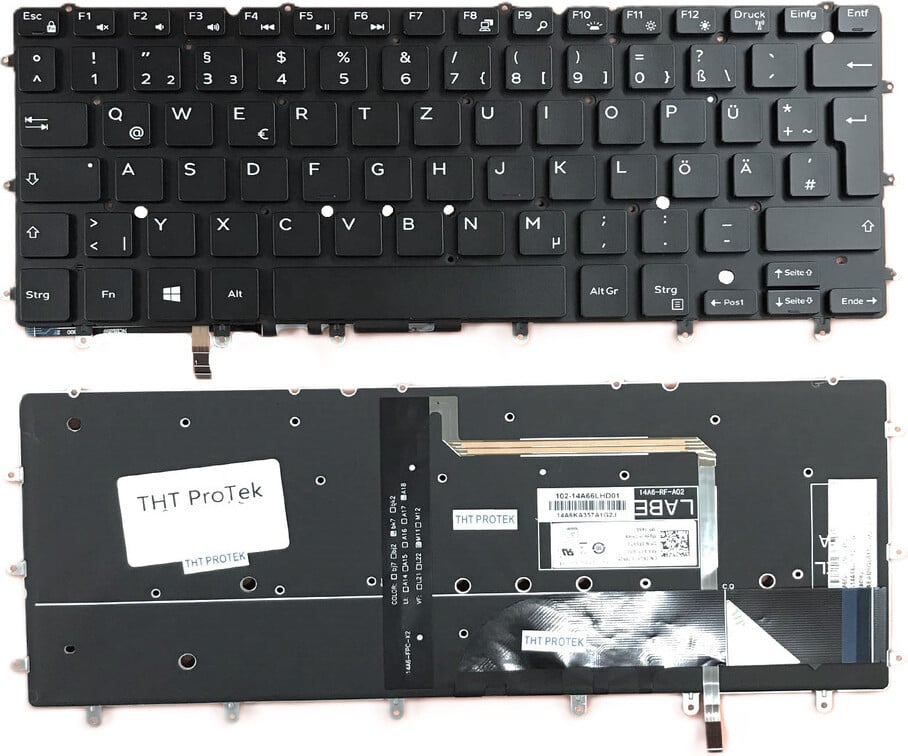 T-ProTek Toetsenbord met verlichting zwart voor Dell Inspiron 7352 met Duitse toetsenbordindeling