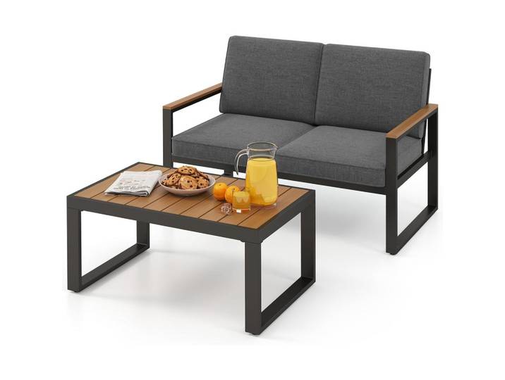 GARTENMÖBEL Set Grau(4-teilig)