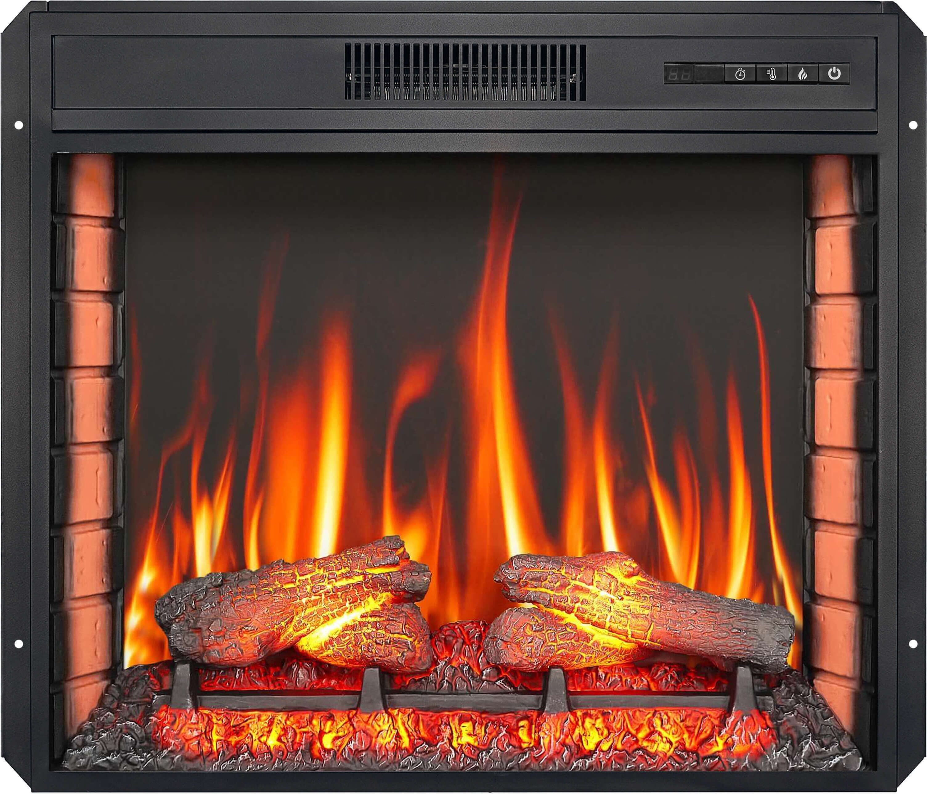 ArtiFlame AF28S LED Elektrischer Einbaukamin mit 3D Flammeneffekt 1800W Knisterton Kamin mit Fernbedienung und Thermostat Schwarz