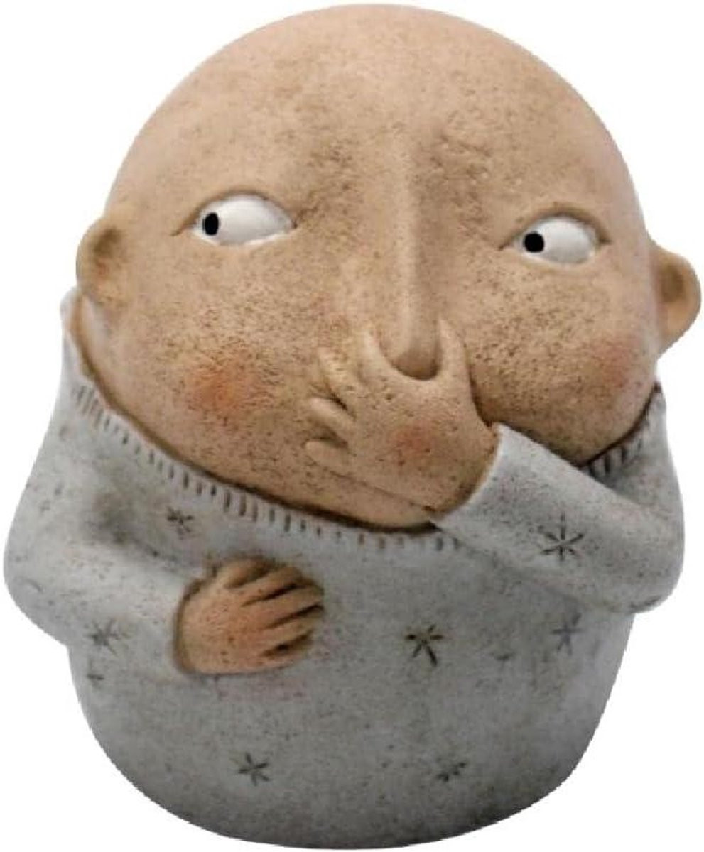 Grappig Hars Beeldje Jongen - Humoristische Sculptuur voor Badkamer Decoratie - Hoogte: 16 cm