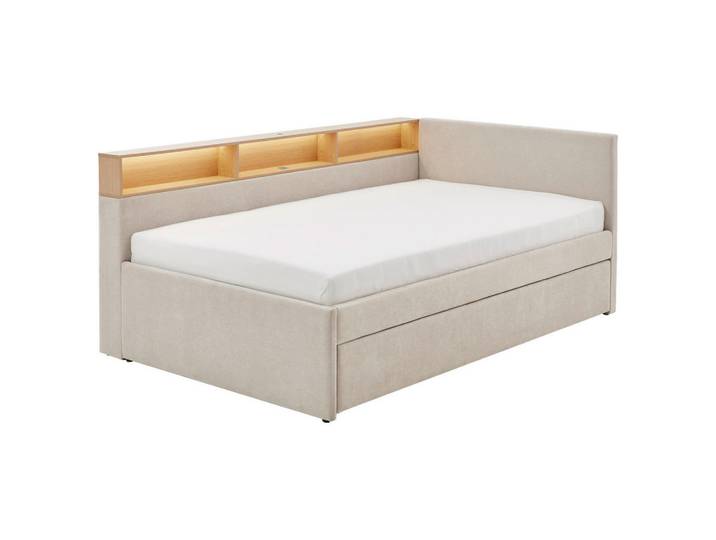 Stylife Ausziehbett, Beige, Birke, Buche, H2 + H3, Höhe ca. 20 cm, 140x200 cm, Beleuchtung,individuelle Liegehärteeinstellung, Kinderzimmer & Jugendzimmer, Kindermöbel, Kinderbetten, Ausziehbetten