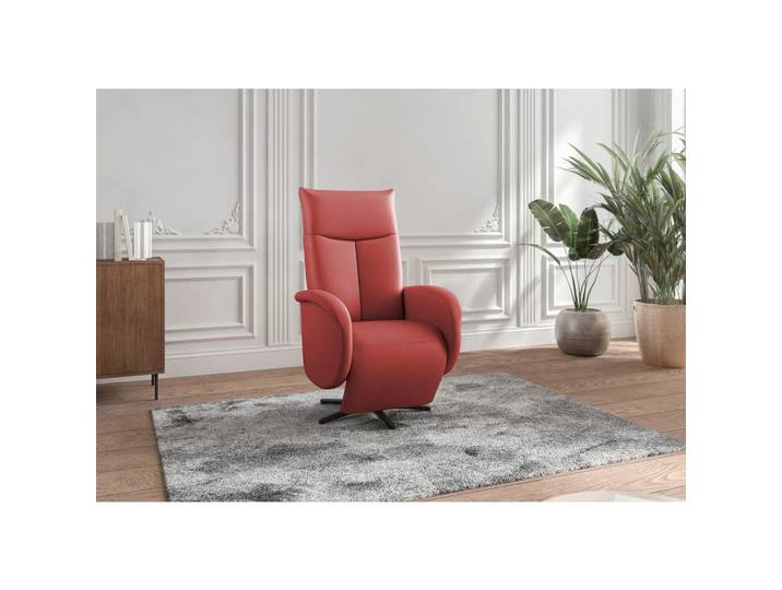 Sit & More Relaxsessel Zora E, Rot, Metall, Echtleder, Nappaleder, 75x112x82 cm, Goldenes M, Made in EU, DGM-Klimapakt, Sitzfläche 360° drehbar, gepolsterte Armlehnen, Wohnzimmer, Sessel, Relaxsessel