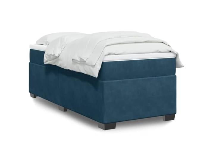 RJPLMFV Komplettes Bett, 90 x 200 cm, Lattenrost mit Matratze, Velours, Blau
