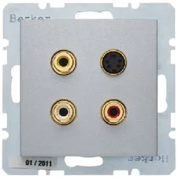 Berker 3 x Cinch/S-Video Steckdose (alu matt)