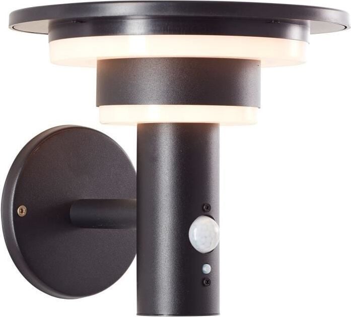 Brilliant Garvina LED-zonne-buitenwandlamp met bewegingssensor, zwart