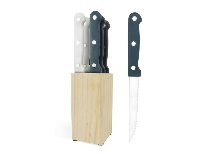 Steakmesser-Set, 6 Stück mit Messerblock