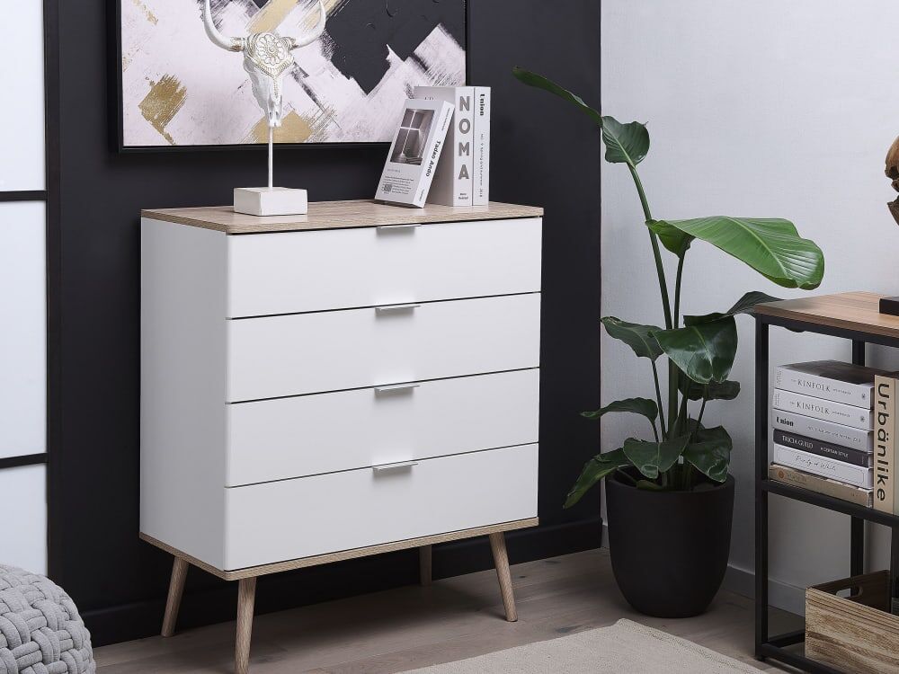 Beliani Cómoda de 4 cajones  blanco