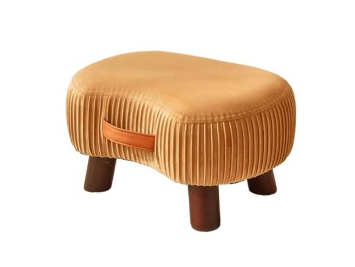 DANNMPX Sitzhocker Wohnzimmer Gemütlicher Fußhocker, Weicher, Kurzer Plüsch, Gepolstert, Tragbarer Griff Zusätzliche Sitzplätze(Brown)