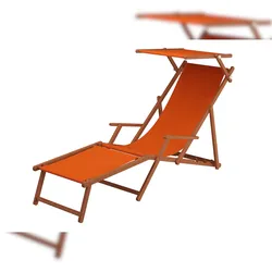Erst-Holz Sonnenliege terracotta Strandliege Holzliege Buche Fußteil Sonnendach Tisch Kissen 10-309FSTKH