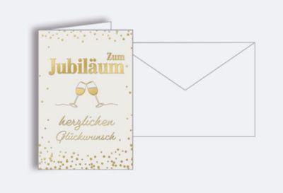 Korsch Glückwunschkarte Jubiläum, Format B6, gedrucktes Motiv, inkl. Kuverts, Naturkarton, farbig, 10 Stück
