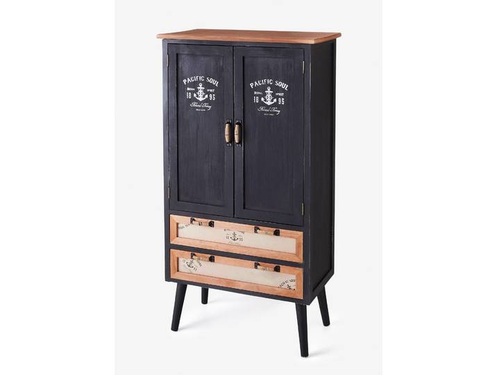 bonprix Schrank, 118x63x35 cm, Moderner Wohnzimmerschrank, schwarz