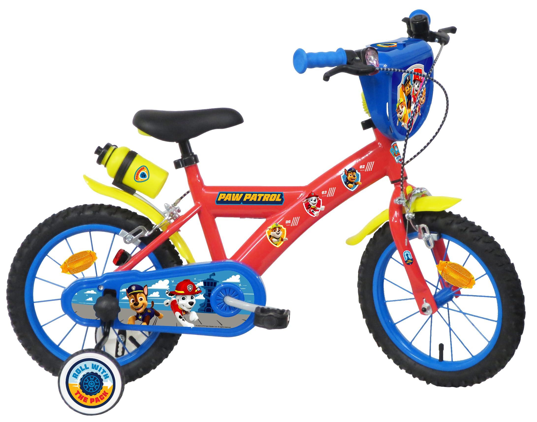 Kinderfahrrad 14 Zoll Paw Patrol, 2 Bremsen, Stahlrahmen, rot