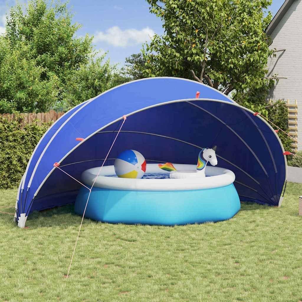 Pool-Dom für Garten und Terrasse, modernes Outdoor-Dom mit UV-Schutz, faltbare Poolabdeckung für Sommerpools in Grün, 592 x 590 x 275 cm