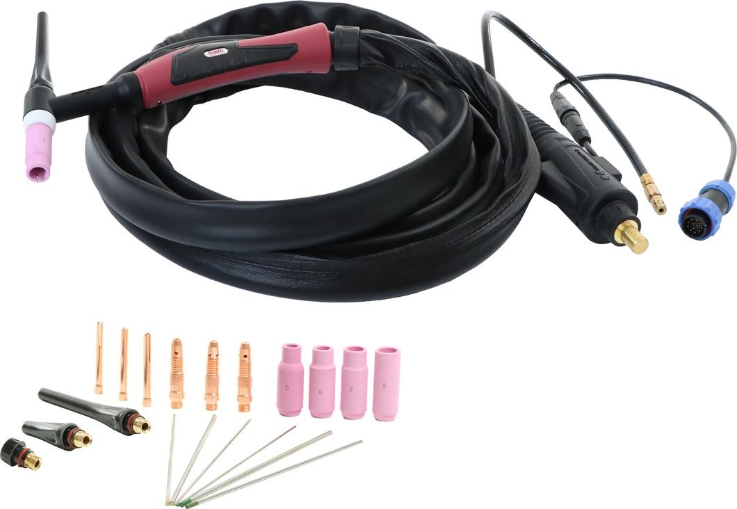 ELMAG WIG-Schlauchpaket SRC ONE 26/8m - HF U/D (1DTPV) gasgekühlt, SteckerØ 13mm 35/50mm² inkl. UP/DOWN Leistungsregelung am Handgriff, Gasschlauch mi