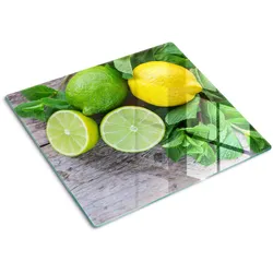 GLASPLATTE 60x52 cm Limette und Zitrone