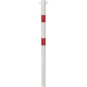 Alberts Absperrpfosten Standard SK, 2 Ösen, rot/weiß, Metall, zum Einbetonieren, 7,6 x 150cm, starr