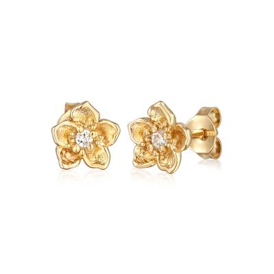 Paar Ohrstecker ELLI "Ohrringe Blüte Blume Flower Zirkonia 925 Silber" Gr. 8, gold, Ohrringe, Damen, 8,mit Stein, Silber 925 (Sterlingsilber)
