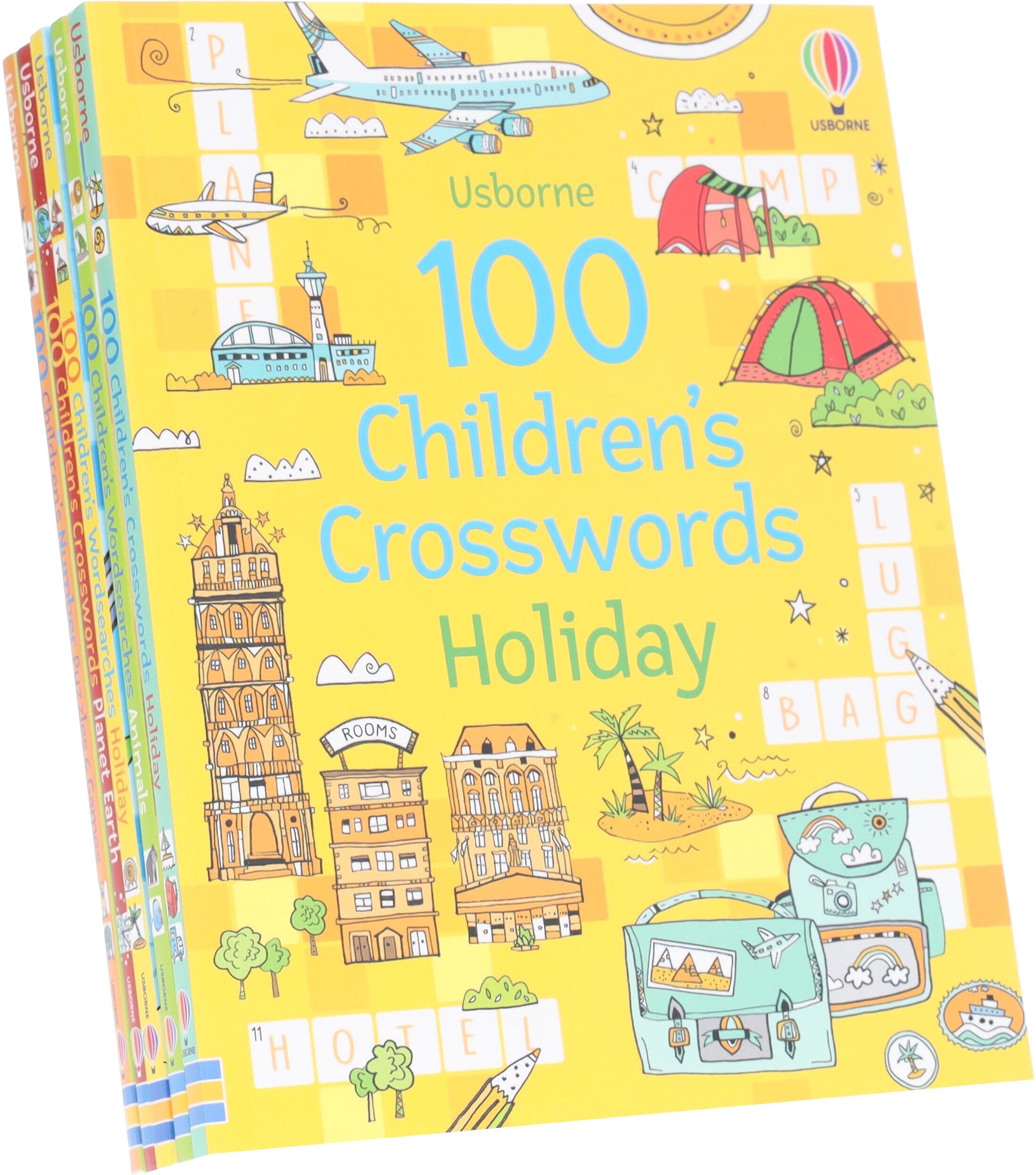 Usborne: 100 Children's Puzzles, Crosswords & Wordsearches by Phillip Clarke 5 books Collection Set - Ages 7+ - Paperback Usborne Publishing Ltd