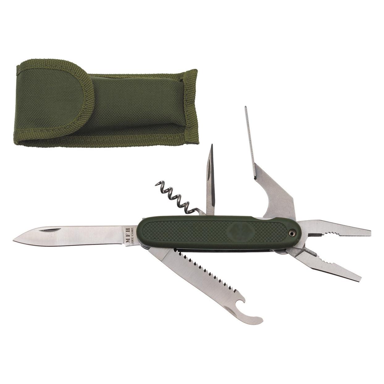 Mfh Taschenmesser, BW Style oliv, mit Zange und Etui (44043)