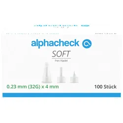 alphacheck soft Pen-Nadeln 4 mm inkl. alphacheck Entsorgungsbox 0,2 Liter