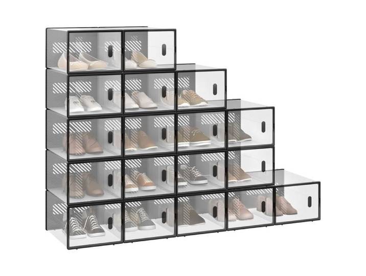 WOLTU Boîte à Chaussure Lot de 18 Meuble Rangement Chaussure Transparente Empilable avec Couvercle Frontal W0ITT2050