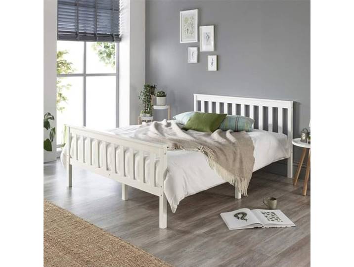 Aspire Beds Atlantic Massives zeitloses weißes Holzbett - Elegant im Shaker-Design, Hochwertige Materialien, Einfache Montage, Vielseitig, Robust