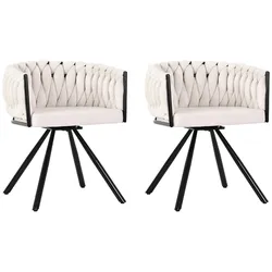 STILVORA Drehbare Esszimmerstühle 2er-Set Samt Beige mit 360°-Funktion, Stahlgestell