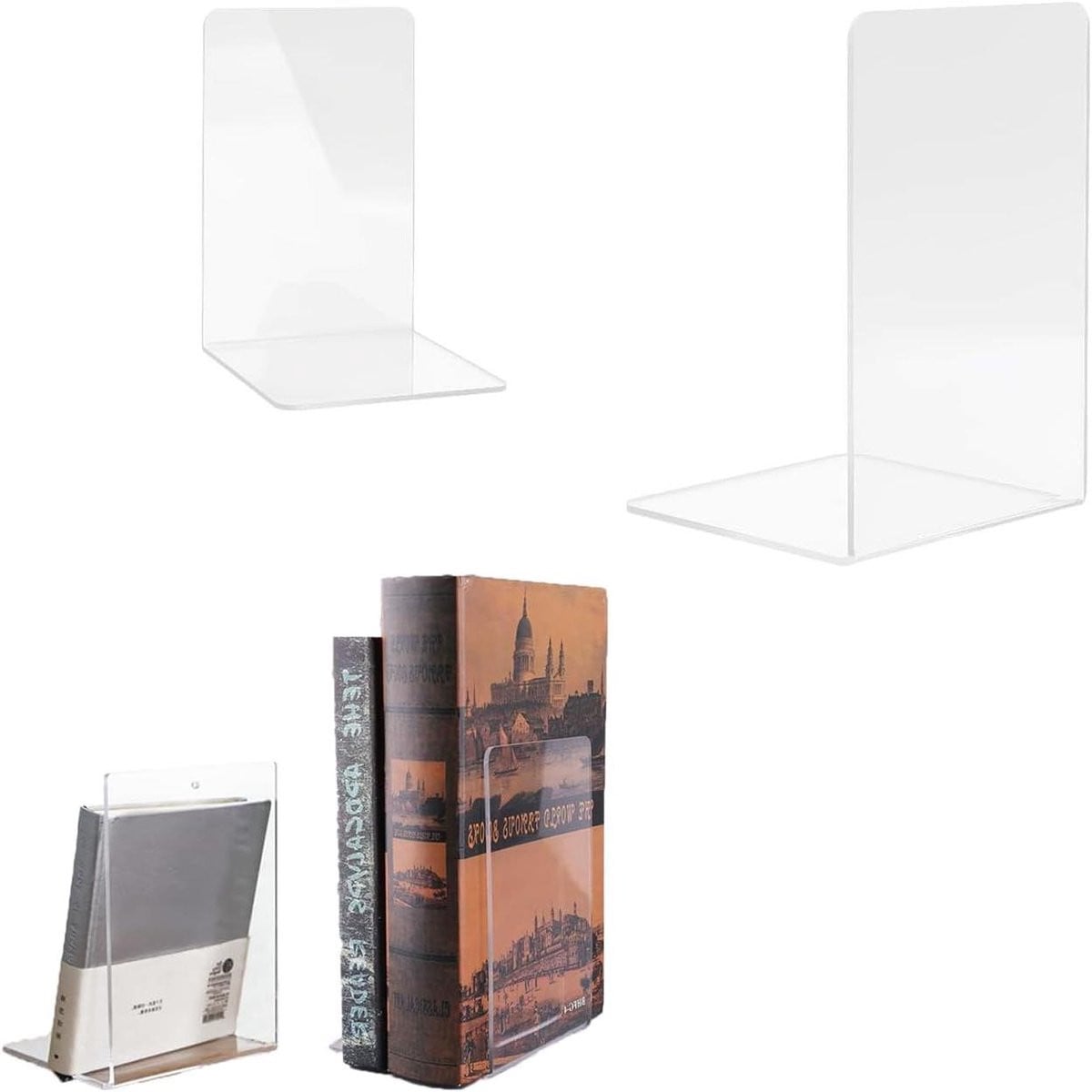 Dailygoody Boekensteunen - Acryl Boekuiteinden
