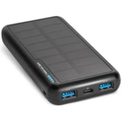 SBS Solar Ladegerät (10000 mAh, 37 Wh), Powerbank, Schwarz
