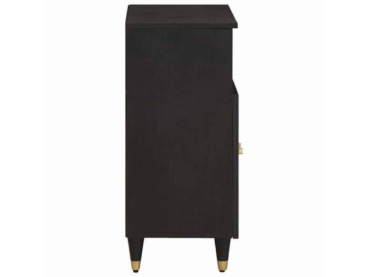 Noir Armoire multimédia Buffet rectangulaire (1 pc) avec étagère Noir 60x33x75 cm Bois de mangue massif N2868