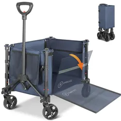 HOMECALL Bollerwagen Handwagen (Erweiterbare Kapazität, bis 100KG, 120L), Für Einkaufen, Camping, Garten, Dogs-Dunkelblau