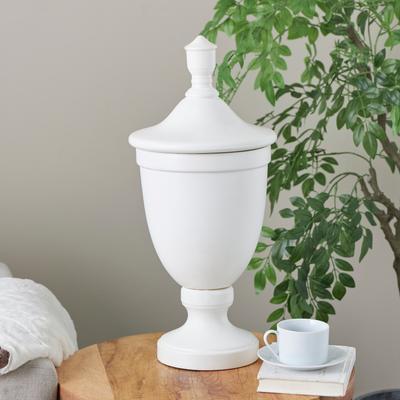 ARCILLA ELEMENTAL Black or White Ceramic Fluted Urn Shaped Decorative Jars with Lid