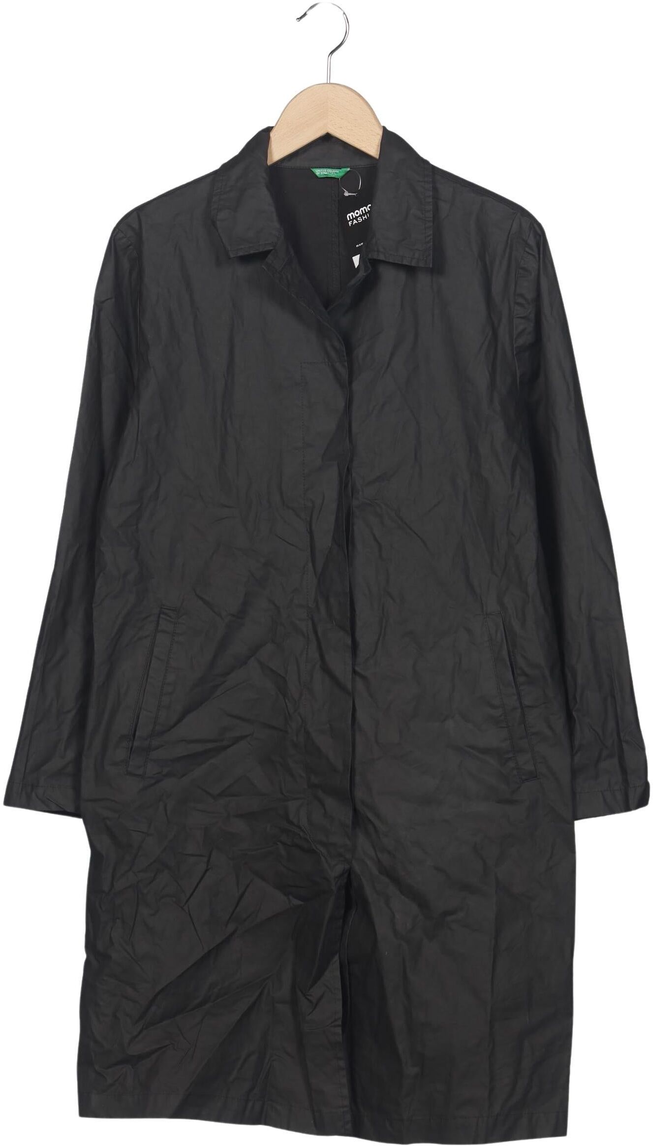 United Colors OF Benetton Damen Mantel, Schwarz, Gr. M, Baumwolle - Second Hand