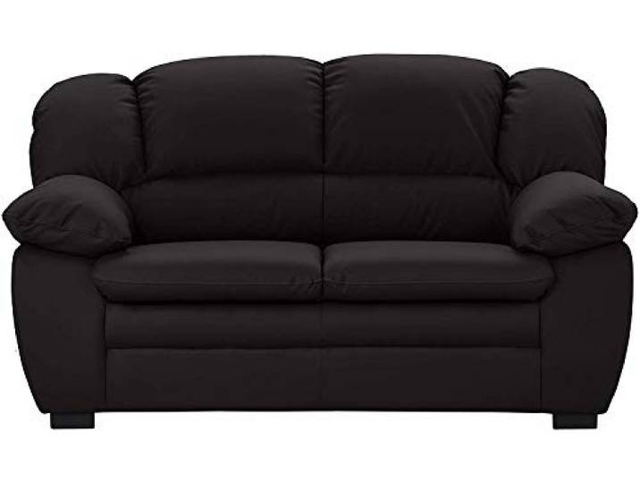 Mivano 2-Sitzer Sofa Casino, Bequeme Ledercouch mit moderner Kontrastnaht, 159 x 88 x 92, Kunstleder Schwarz