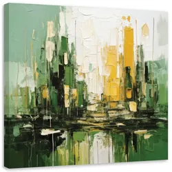 LEINWANDBILD Stadt Architektur Abstraktion Grün 50x50cm
