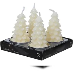 Christmas Decorations 4 Teelichter Kerzen Paraffin 7cm Tannenbaum Form Tischkerzen Adventskerzen Dekokerzen Teelicht Weihnachten Tischdeko Weihnachtsdeko Wollweiß