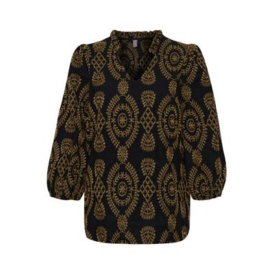 Kurzarmbluse CULTURE "Damen Kurzarm-Bluse CUtia", Damen, Gr. S, schwarz, Obermaterial: 100% Baumwolle CO., Blusen