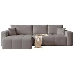ECKSOFA PEDRO mit Schlaffunktion und Bettkasten Dunkelgrau
