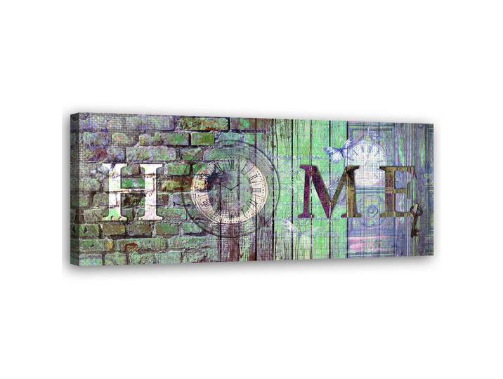 Feeby Wandbild grüne wand home schriftzug, Blau, Sprichwort/Zitat, Rechteckig, 90x30 cm, Bilder & Rahmen, Bilder, Leinwandbilder