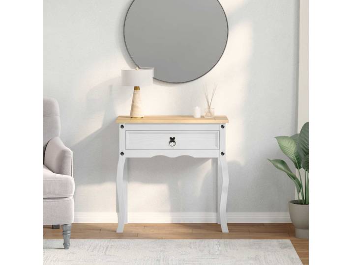 vidaXL Konsolentisch Weiß 73 x 35 x 73 cm Massives Kiefernholz