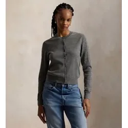 Polo Ralph Lauren für Damen. 211A99832002 Grauer Wollcardigan mit Rundhalsausschnitt (S), Lässig, Wolle